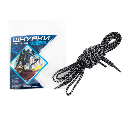 Купить шнурки следопыт плоские,ширина 0,7 см,длина 120 см,черно-серый в Воронеже