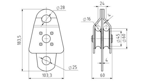  Блок-ролик Вертикаль двойной большой с подшипником в Воронеже  